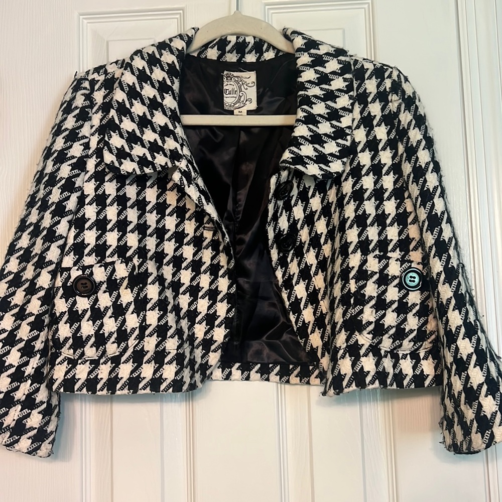 Tulle brand houndstooth blazer